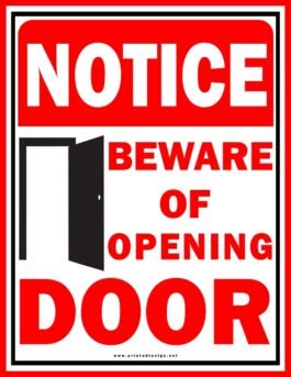 Beware Of Opening Door Sign | FREE Download