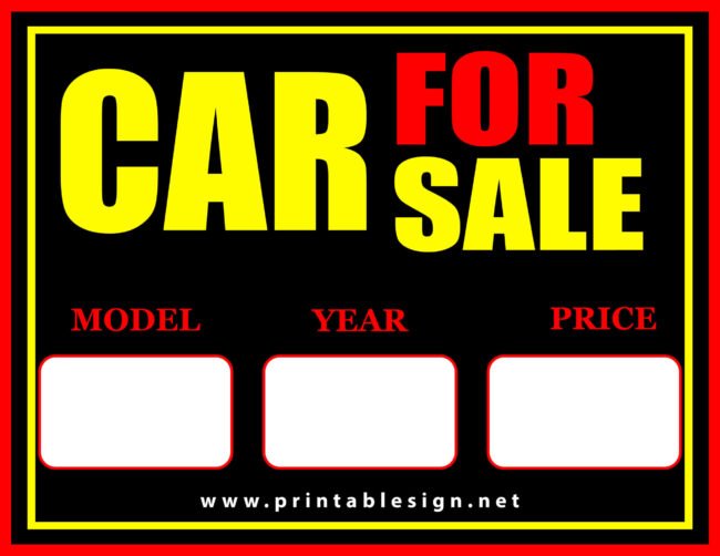 Car For Sale By Owner Sign