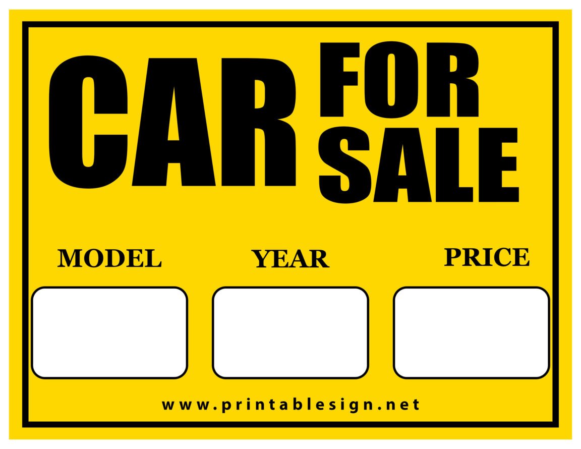 Car For Sale Sign | FREE Download