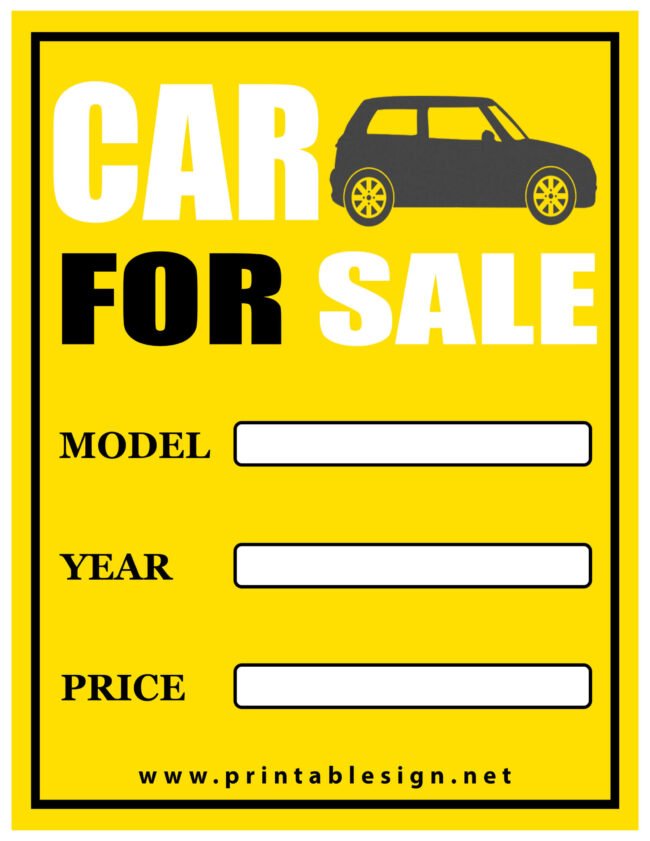 Car For Sale Sign Free Printable