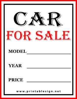 Car For Sale Sign PDF | FREE Download