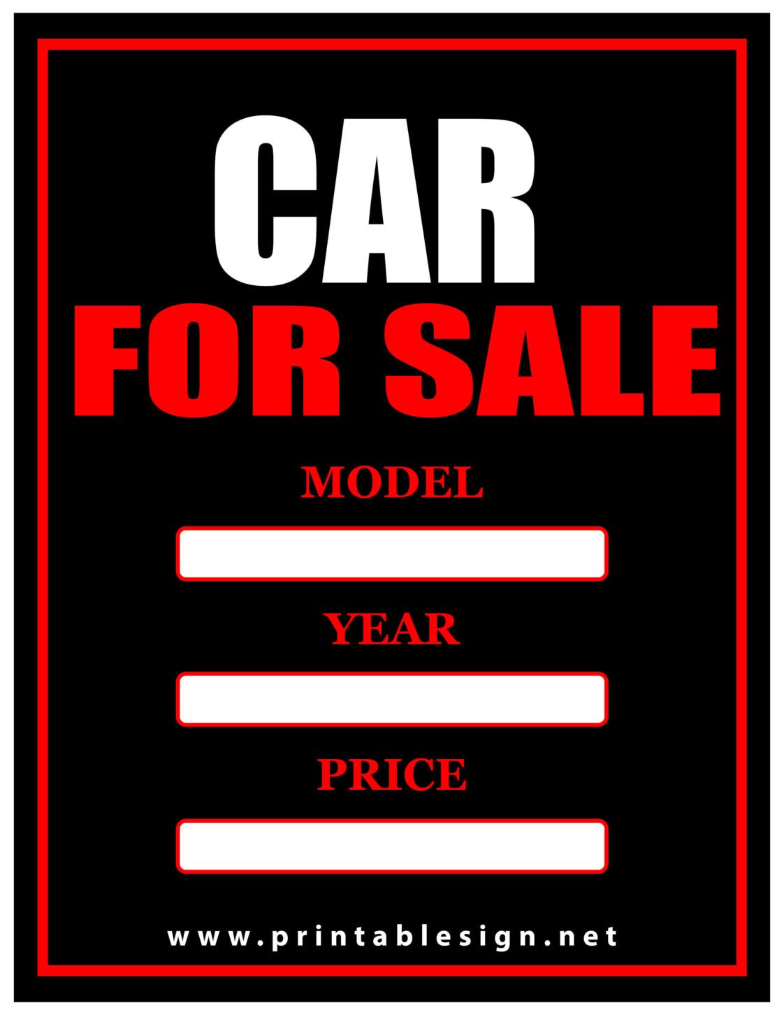 Car For Sale Printable Sign Pack - Printable Signs