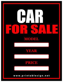 Car For Sale Sign Print | FREE Download