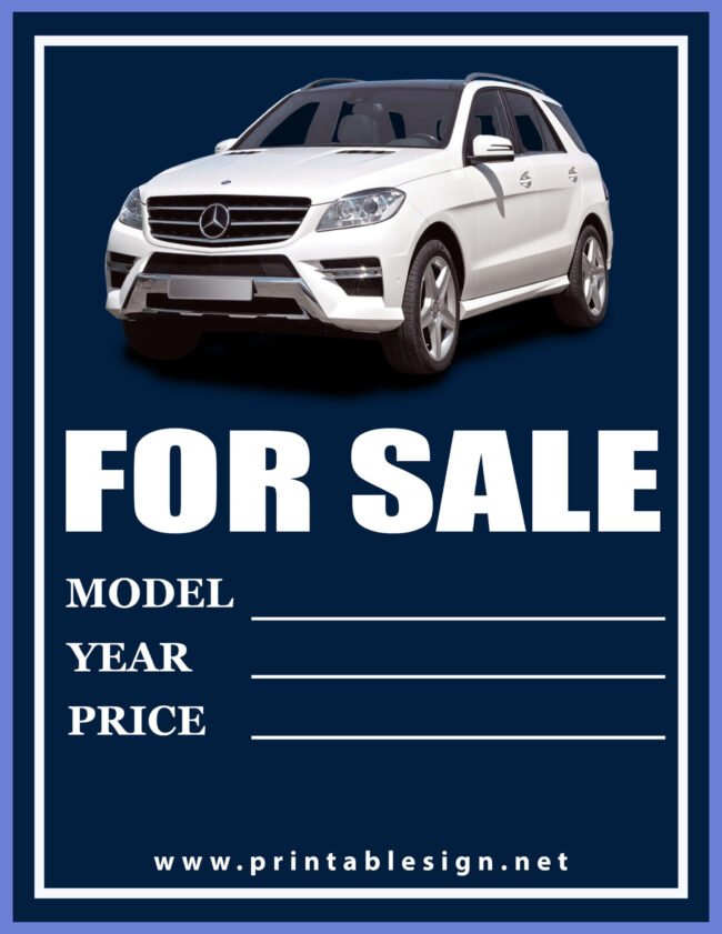 Car For Sale Sign Printable