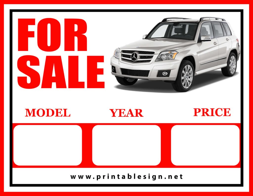 Car For Sale Template Sign FREE Download