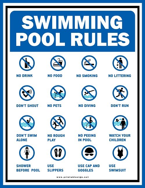 Cool Swimming Pool Rules Signs