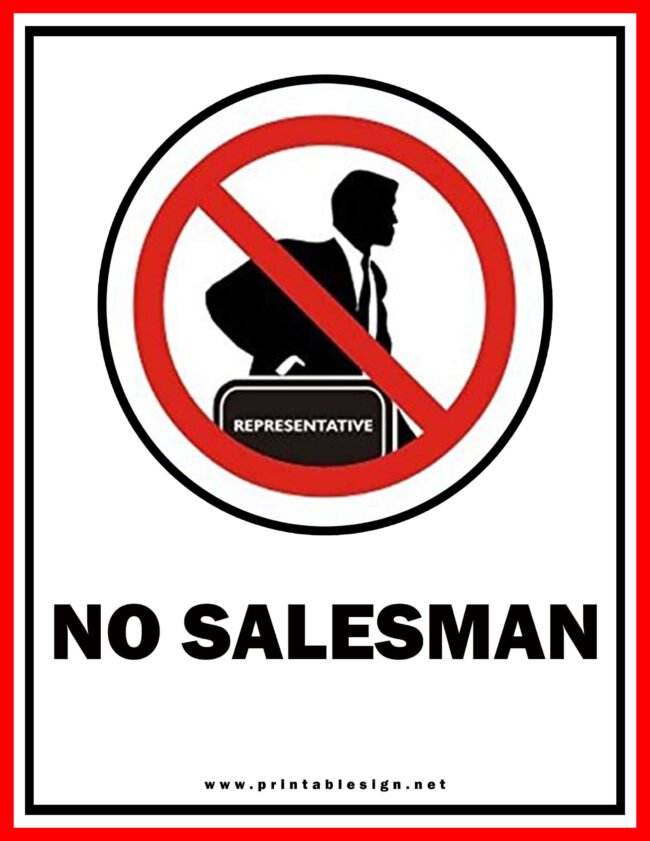 No Salesman Sign Sale For Door
