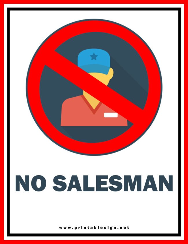 No Salesman Sign Template
