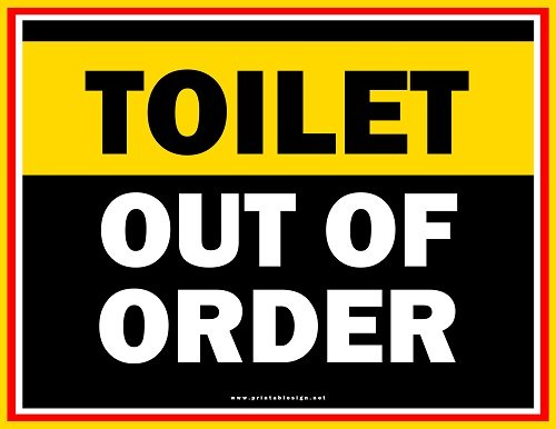 Print Ready Toilet Out Of Order Sign