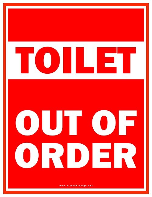 Printable Toilet Out Of Order Sign FREE Download