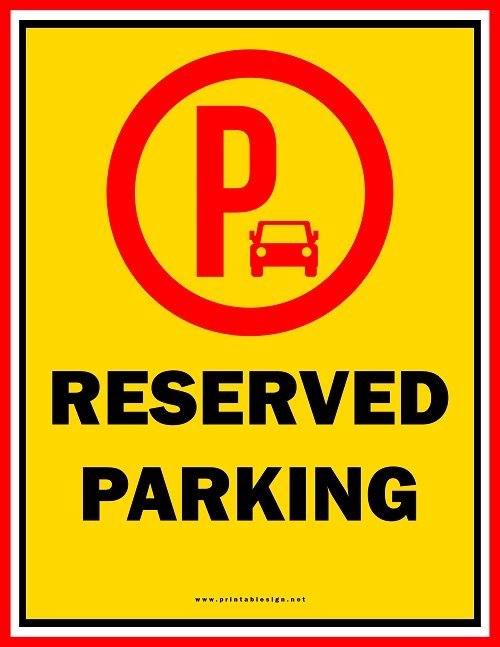 Reserved Parking Signs FREE Download