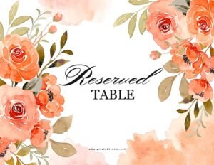 Reserved Sign For Wedding Table