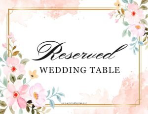 Reserved Table Signs For Wedding