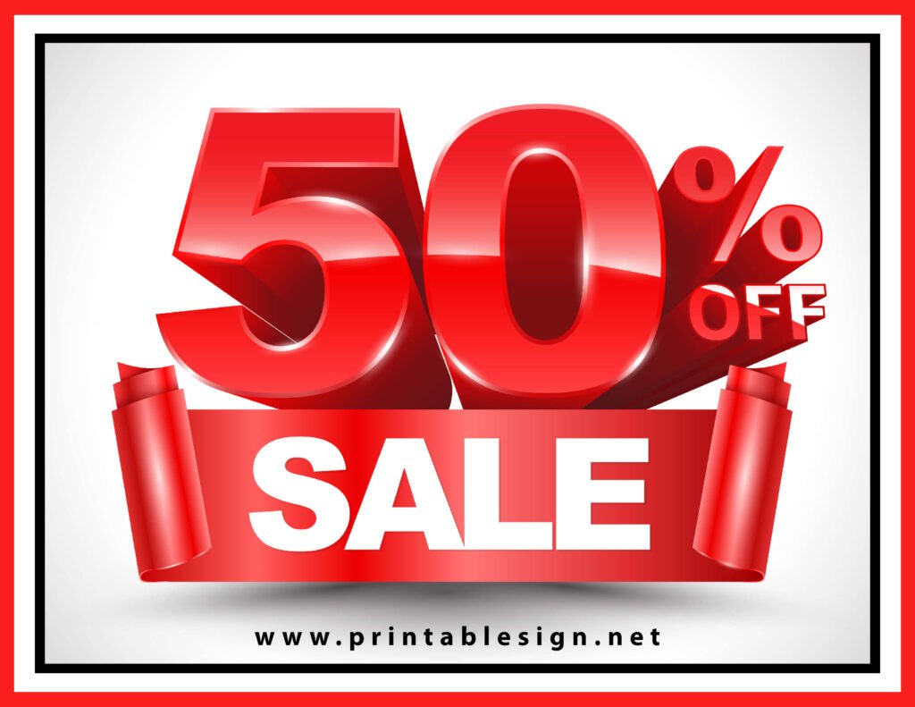 Sale 50 Off Sign FREE Download