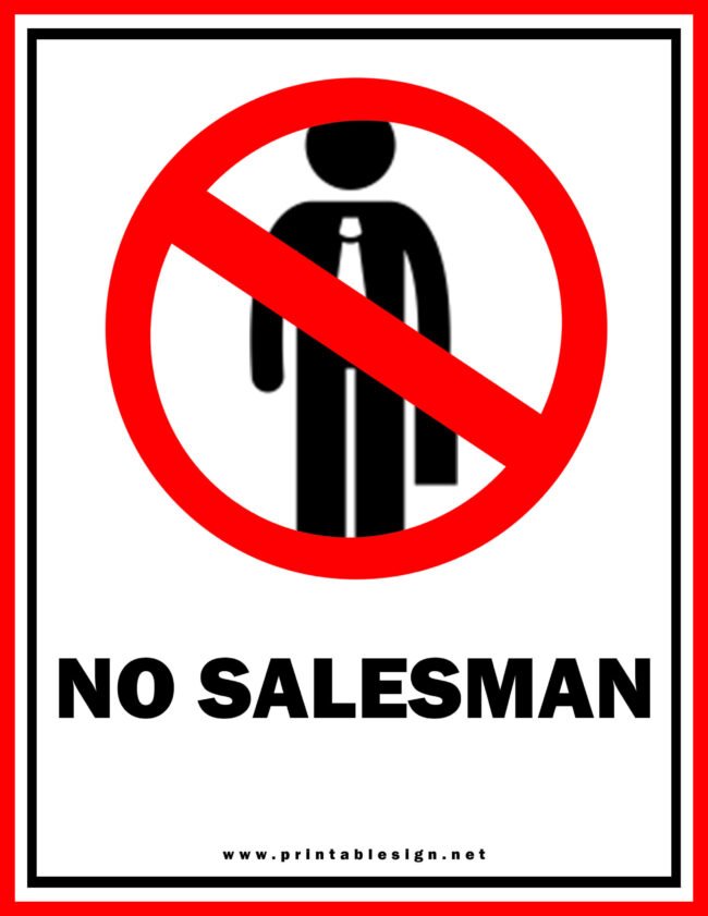 Sale For No Salesman Sign
