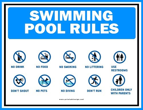 Swimming Pool Rules Signs Template