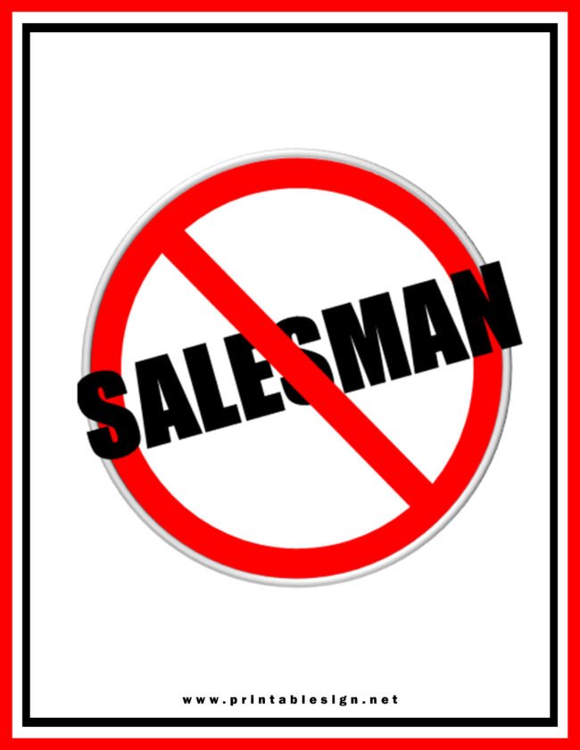 no salesman allowed sign board