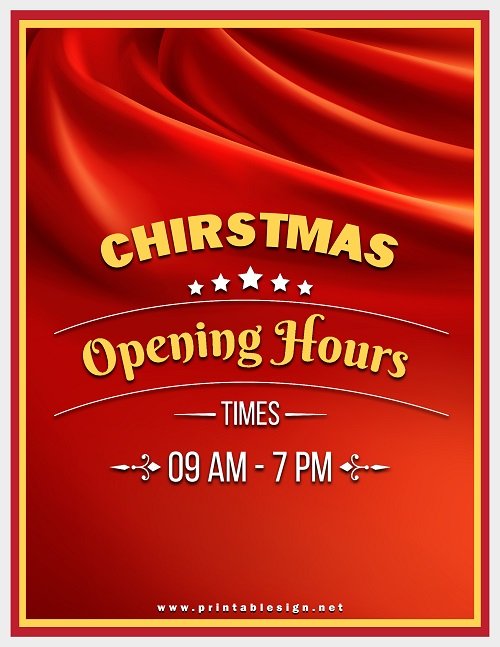 Christmas Opening Hours Sign