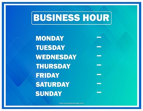 Editable Opening Hours Signs For Business
