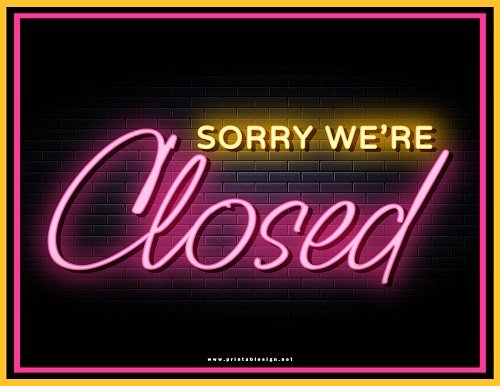 Free Printable Closed Signs For Businesses
