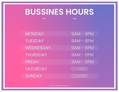 New Business Hours Sign