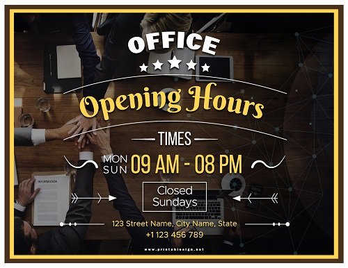 Office Hours Sign Template