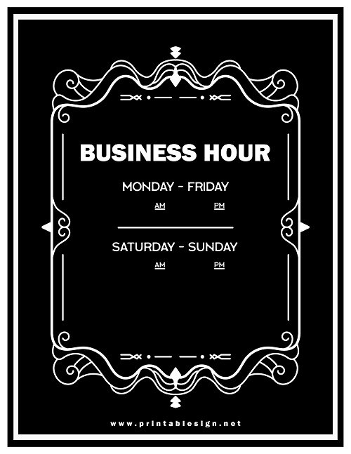 Printable Business Hours Sign