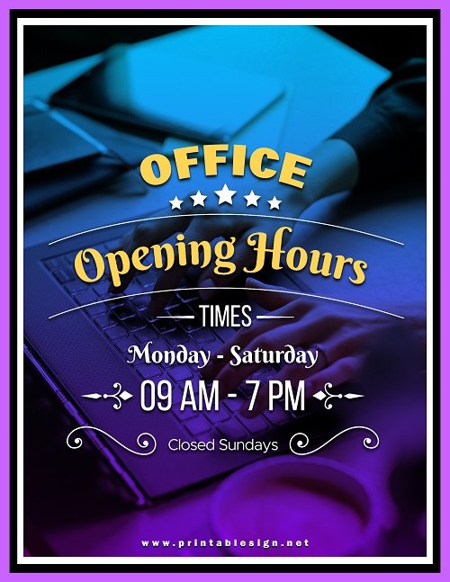 Sample Office Hours Signs