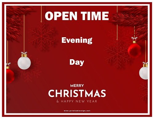 Christmas Holiday Hours Signs