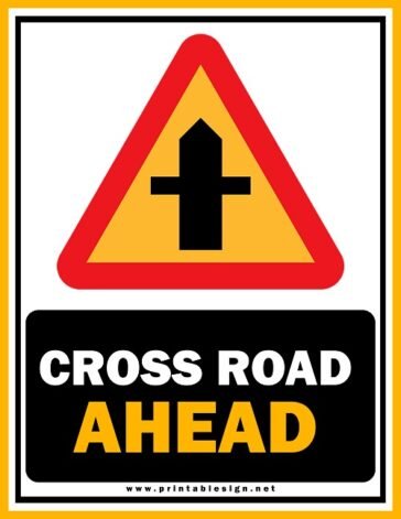 Cross Road Ahead Sign Template | FREE Download