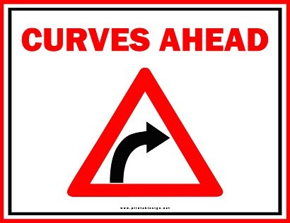 Editable Curves Ahead Sign