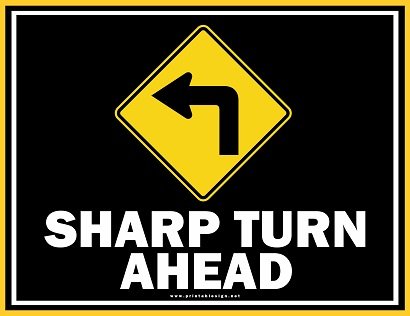Free Sharp Turn Ahead Sign