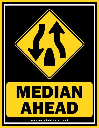 Median Ahead Sign Template