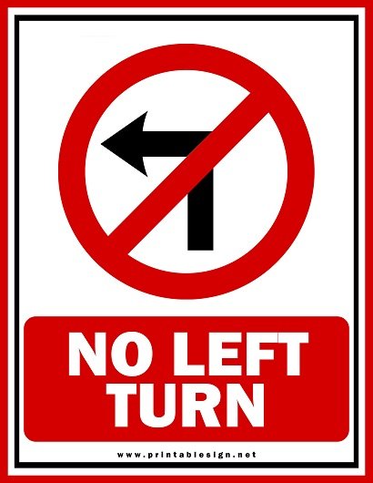No Left Turn Ahead Sign PDF