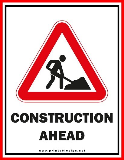 Printable Construction Ahead Sign