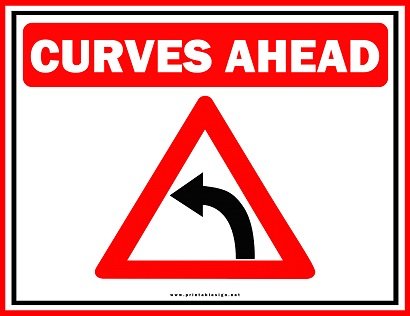 Printable Curves Ahead Sign