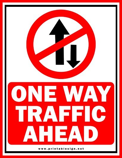 Printable One Way Traffic Ahead Sign