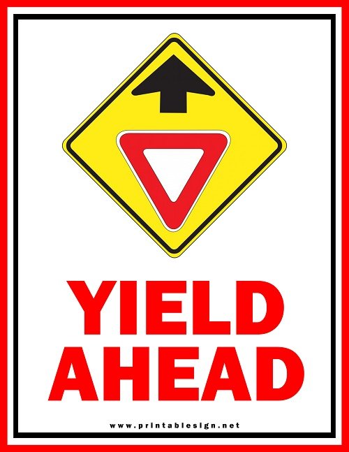 Printable Yield Ahead Sign