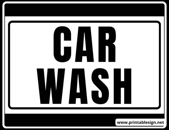 Black And White Car Wash Signs