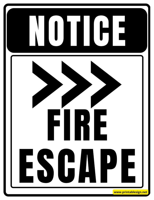 Black And White Fire Escape sign