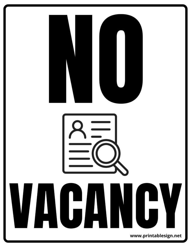 Black And White No Vacancy Sign