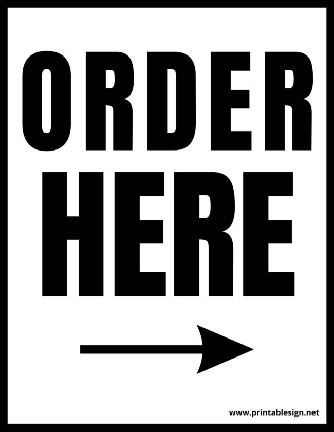 Black And White Order Here Sign