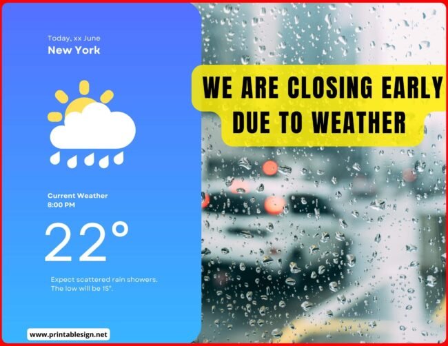 Closing Early Signs due to weather