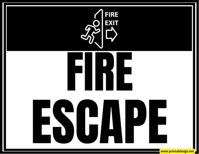 Fire Escape sign Printable