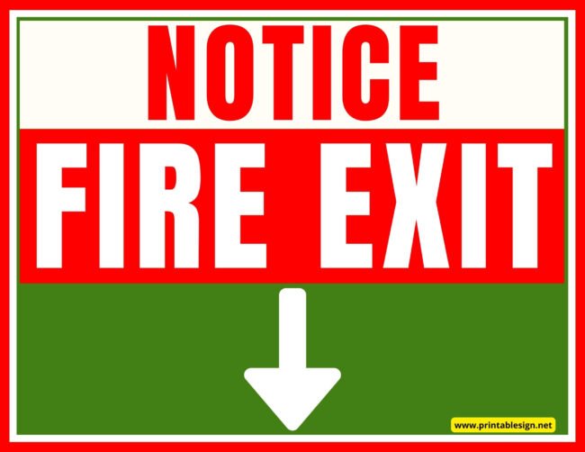 Fire Exit Down Arrow Sign