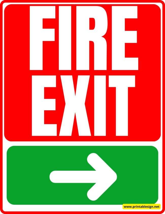 Fire Exit (Right Arrow) Sign