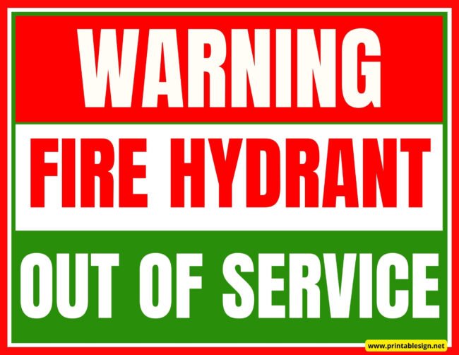 Fire Hydrant Out Of Service Signs