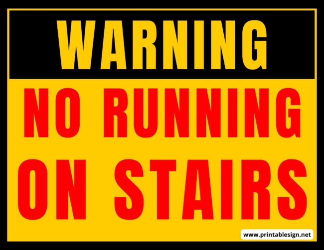 No Running On Stairs Sign