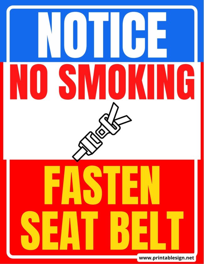 No Smoking Fasten Seat Belt Sign