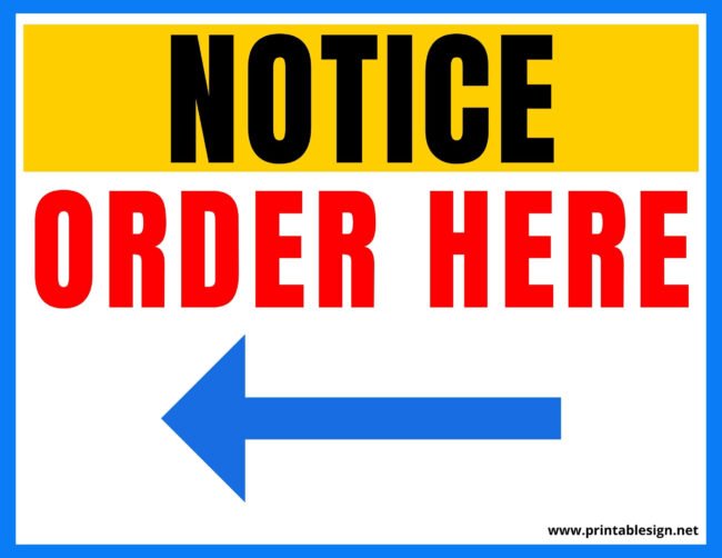 Order Here Sign Template
